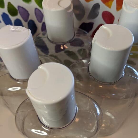 Refillable Clear Plastic Bottles Set of 6 Lotion Soap Paint Storage - Picture 3 of 4